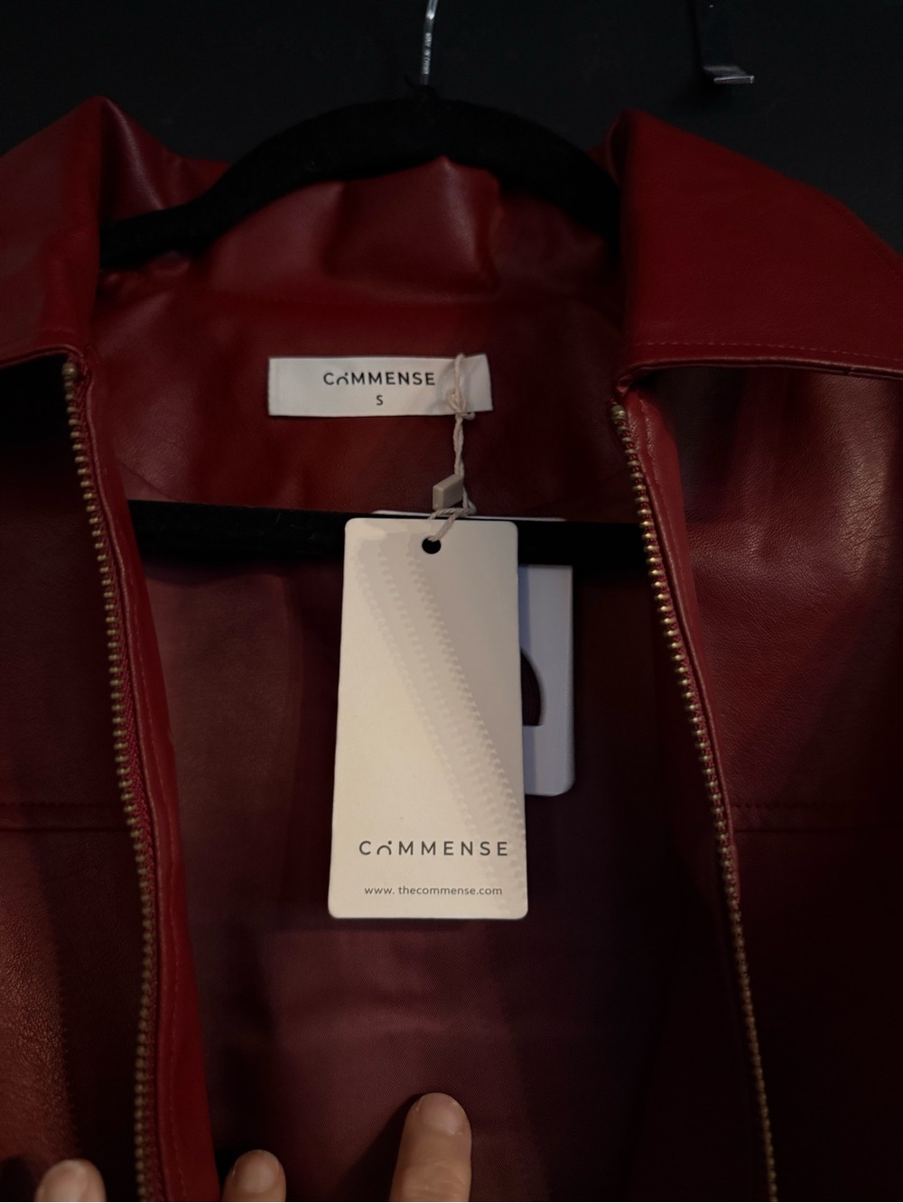 Commense Red Leather Zip Jacket - Picture 4 of 4